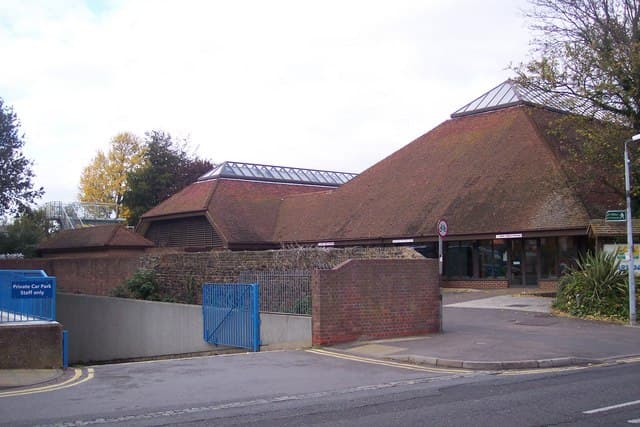 The outdoor pool at Faversham Pools with its diving platform